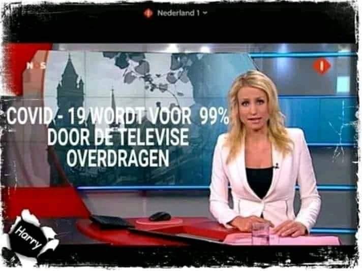 Covik-19 wordt voor 99% overgedragen door de televisie