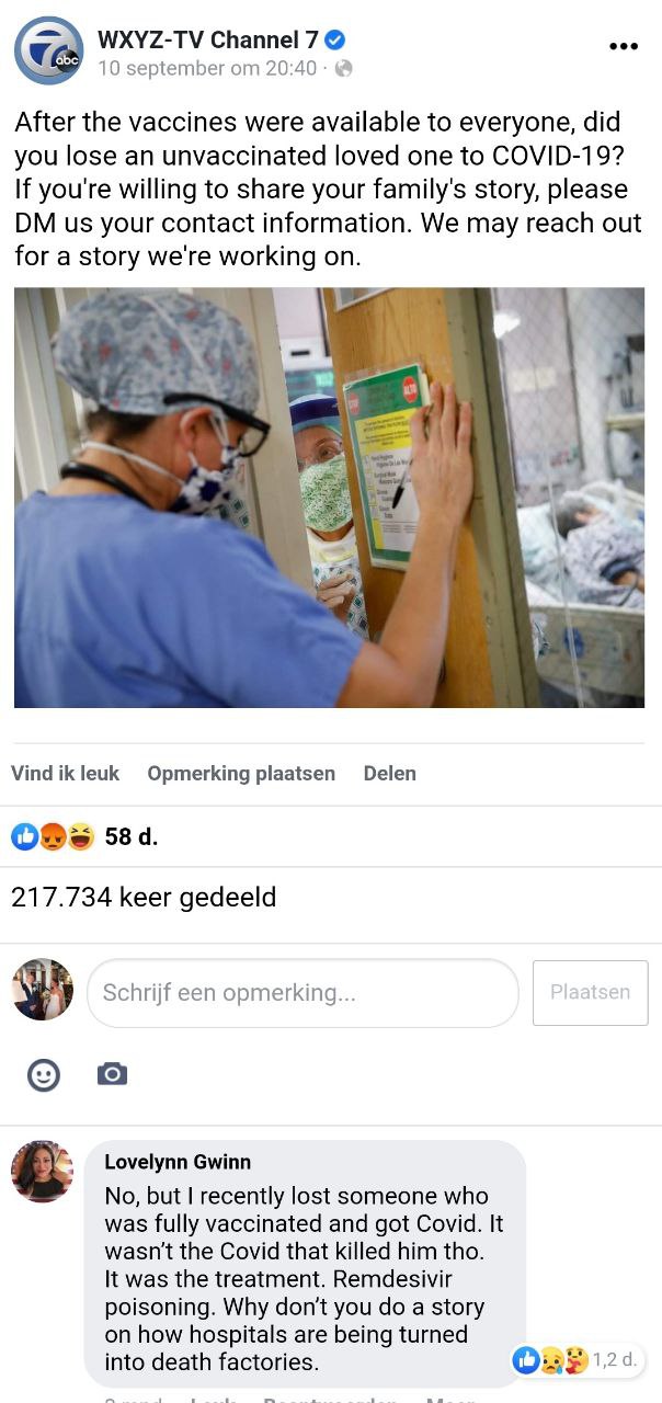Wie heeft een ongevaccineerde familielid verloren aan covid