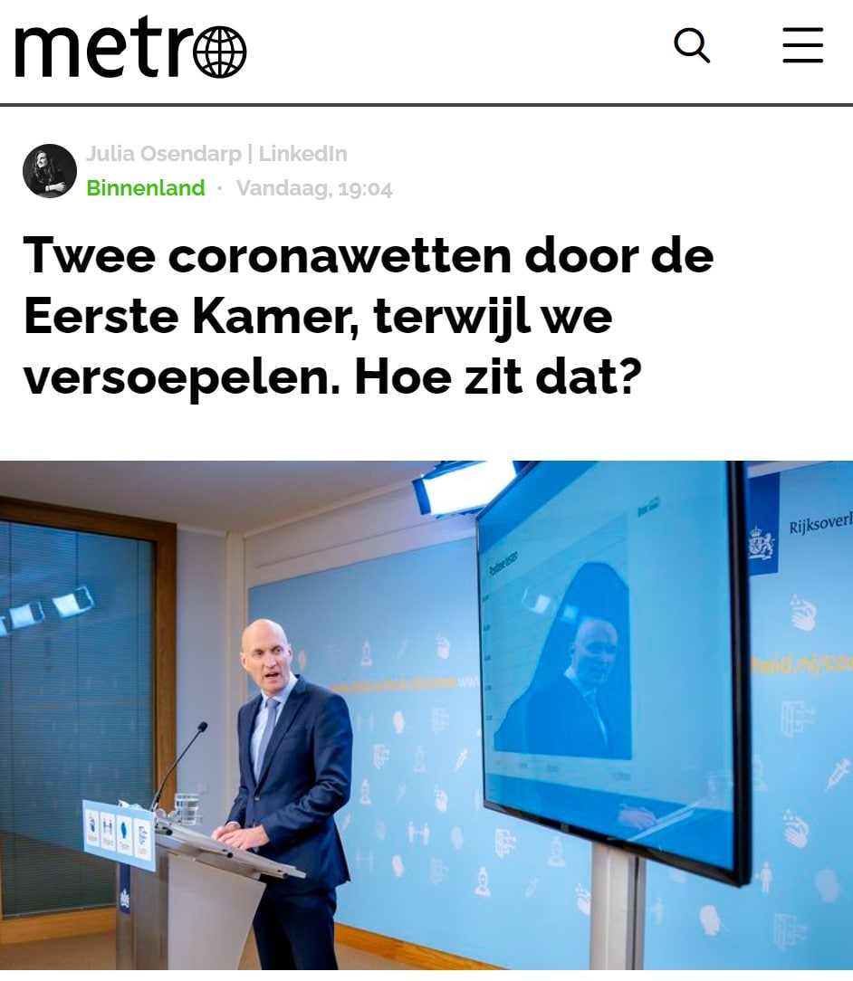 Twee coronawetten door de Eerste Kamer, terwijl we versoepelen. Hoe zit dat?